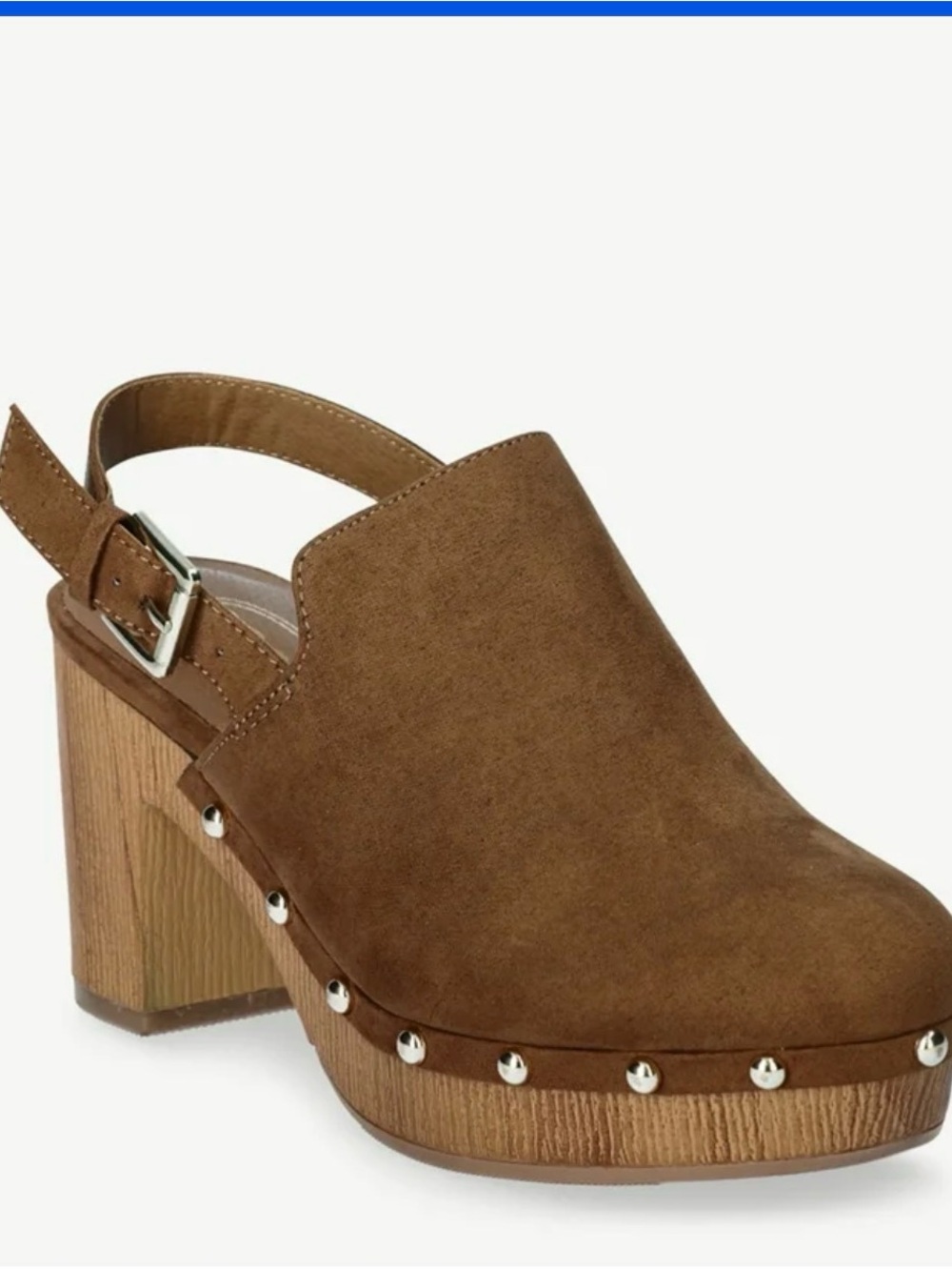Scoop NYC Tan Suede Studded Slingback Clogs